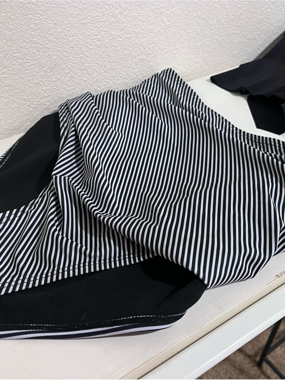 Black & White Striped Women’s Swim Mini - Sleek Two-Tone Style